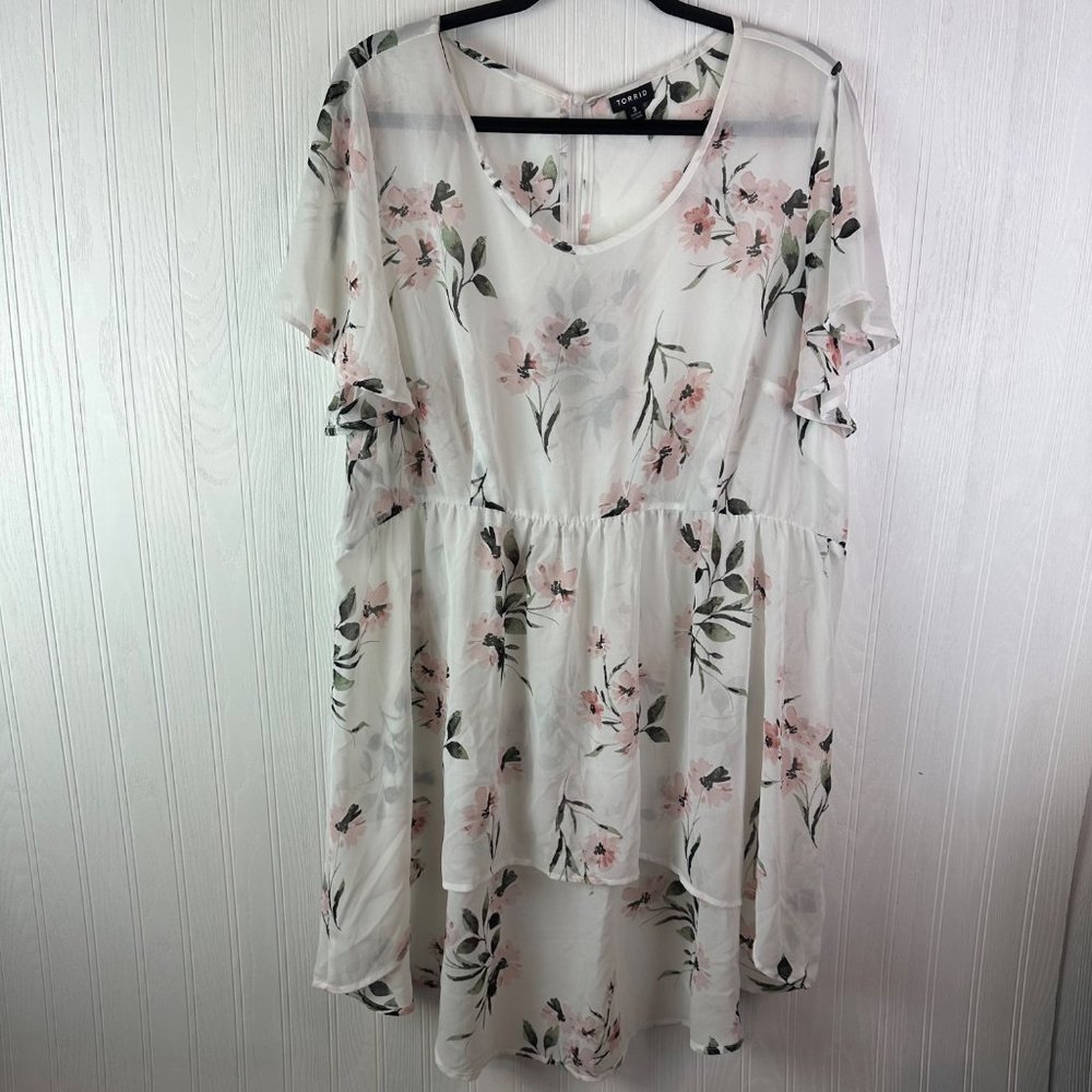 Torrid Floral Sheer‎ Tunic High Low hem size 3XL